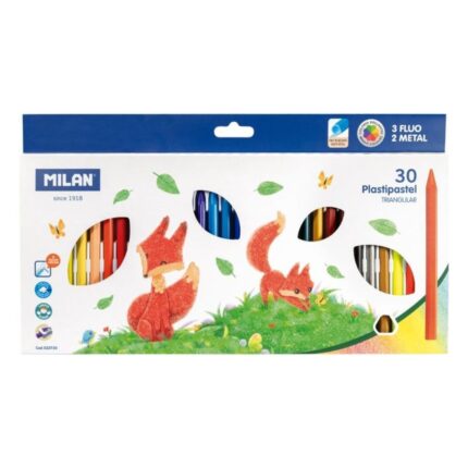 Milan PlastiPastel Triangluar Color Pencil Crayons Set