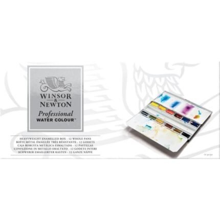 Winsor & Newton Artists Professional Quality Watercolor 12 Whole Pan Metal Box