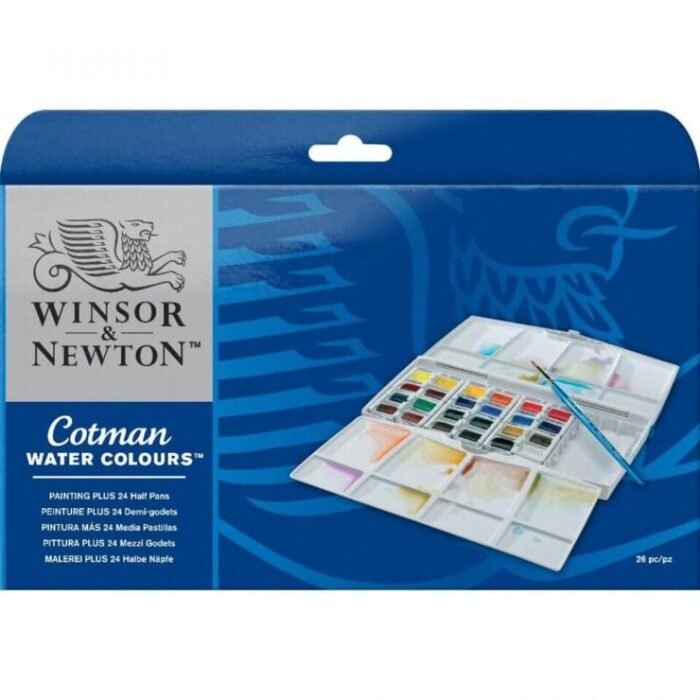 Winsor Newton Cotman Watercolors Painting Plus 24 Half Pan Set