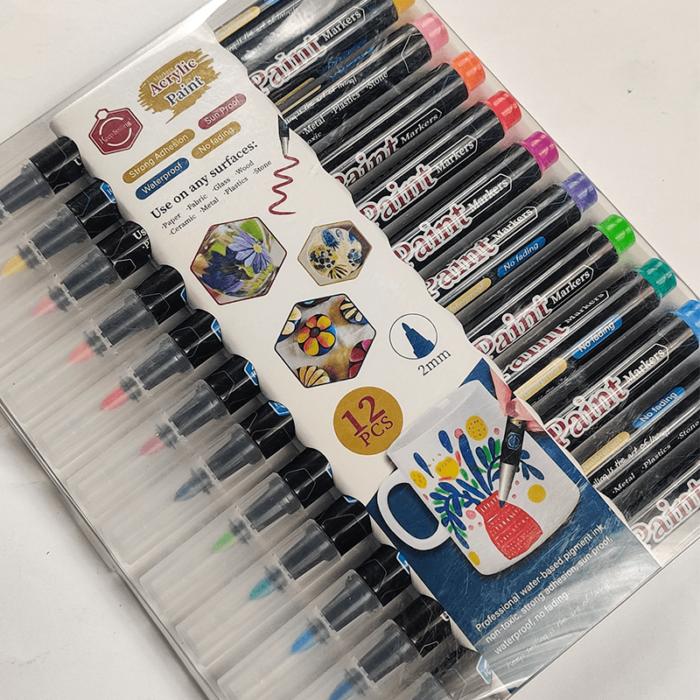 Keep Smiling Permanent Acrylic Paint Marker Set of 12 - Image 2