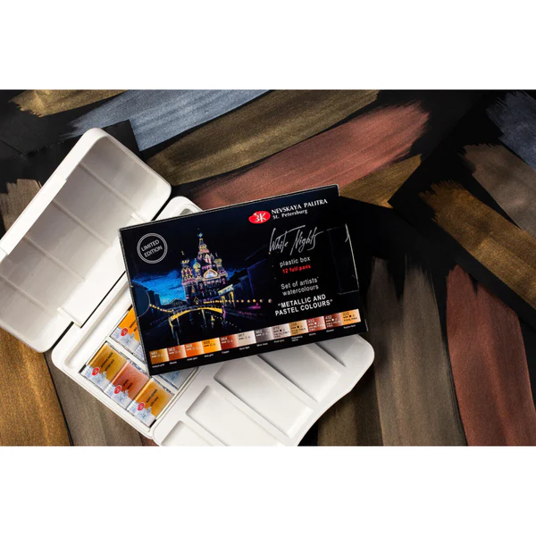 ArtistWatercolorsetof12FullPansMetalliccolorsPlasticBox_3 Art Supplies Store Online Pakistan