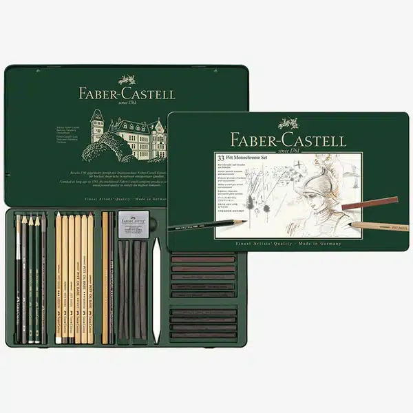 Faber Castell Pitt Monochrome Set Tin of 33 Faber Castell Pitt Monochrome Set Tin of 33