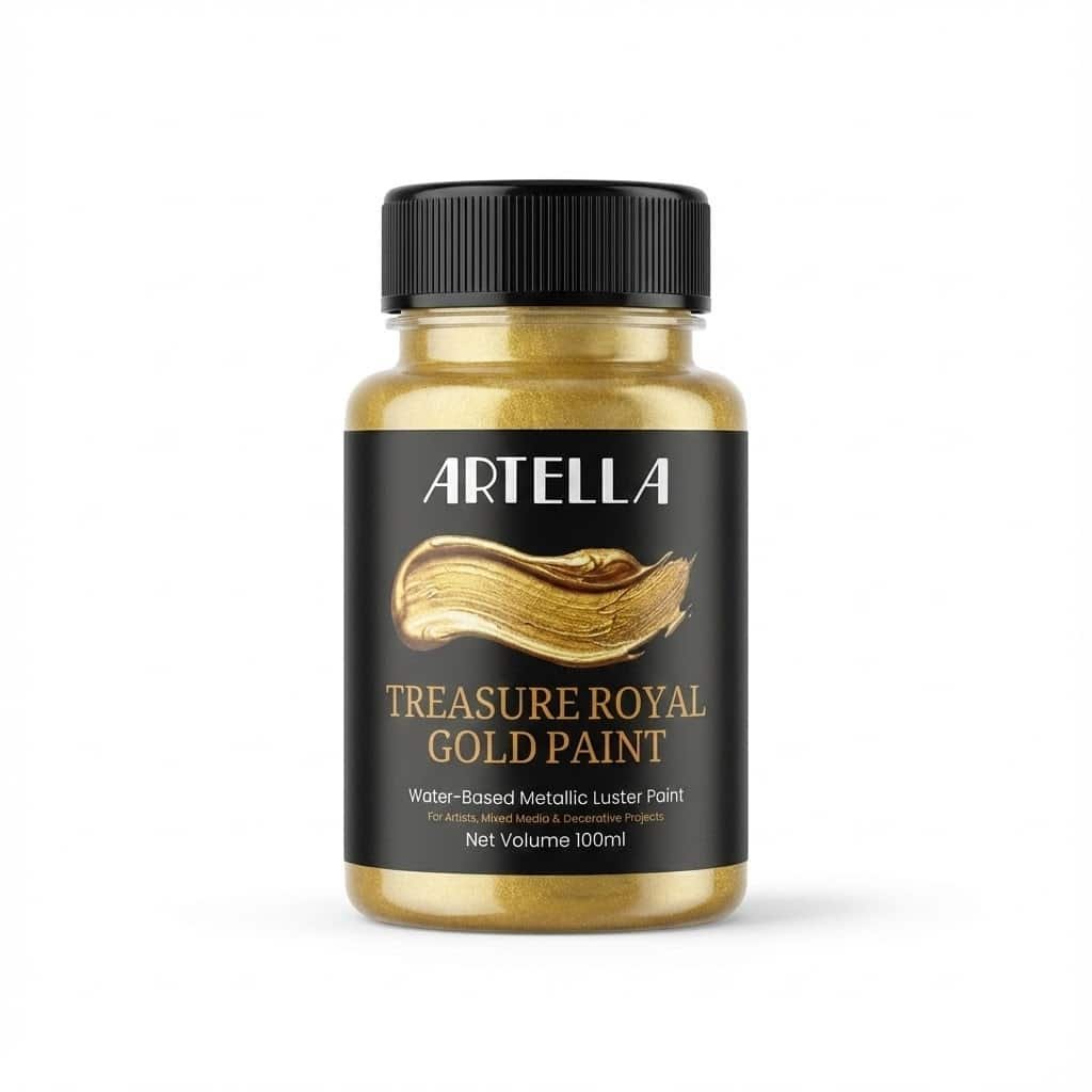 artella treasure gold paint 100ml Artella Treasure Gold Paint 100ml – Water-Based Metallic Gold for Crafts and DIY Projects