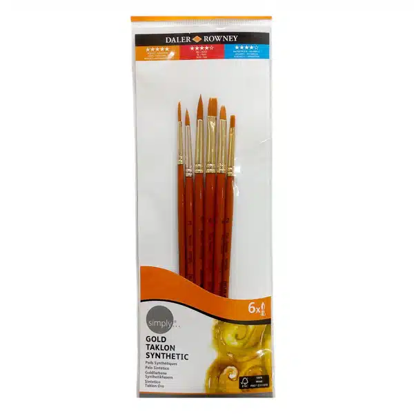 Daler Rowney Simply Gold Taklon Brush Set Of 6 Pcs Daler Rowney Simply Gold Taklon Brush Set Of 6 Pcs