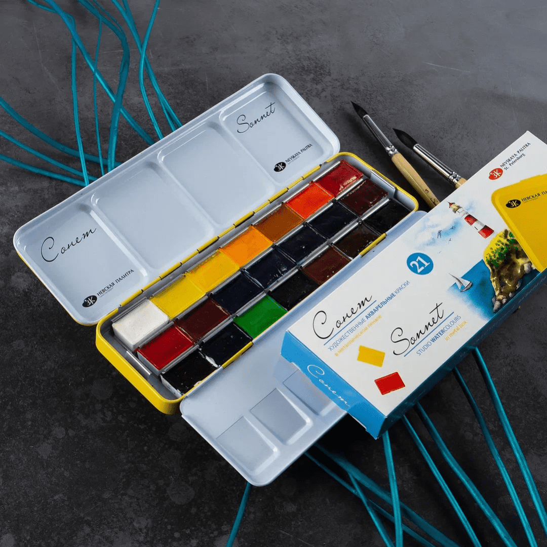 Sonnet Artist Watercolor Set Of 21 Full Pans Metal Box Sonnet Artist Watercolor Set Of 21 Full Pans Metal Art Supplies Store Online Pakistan