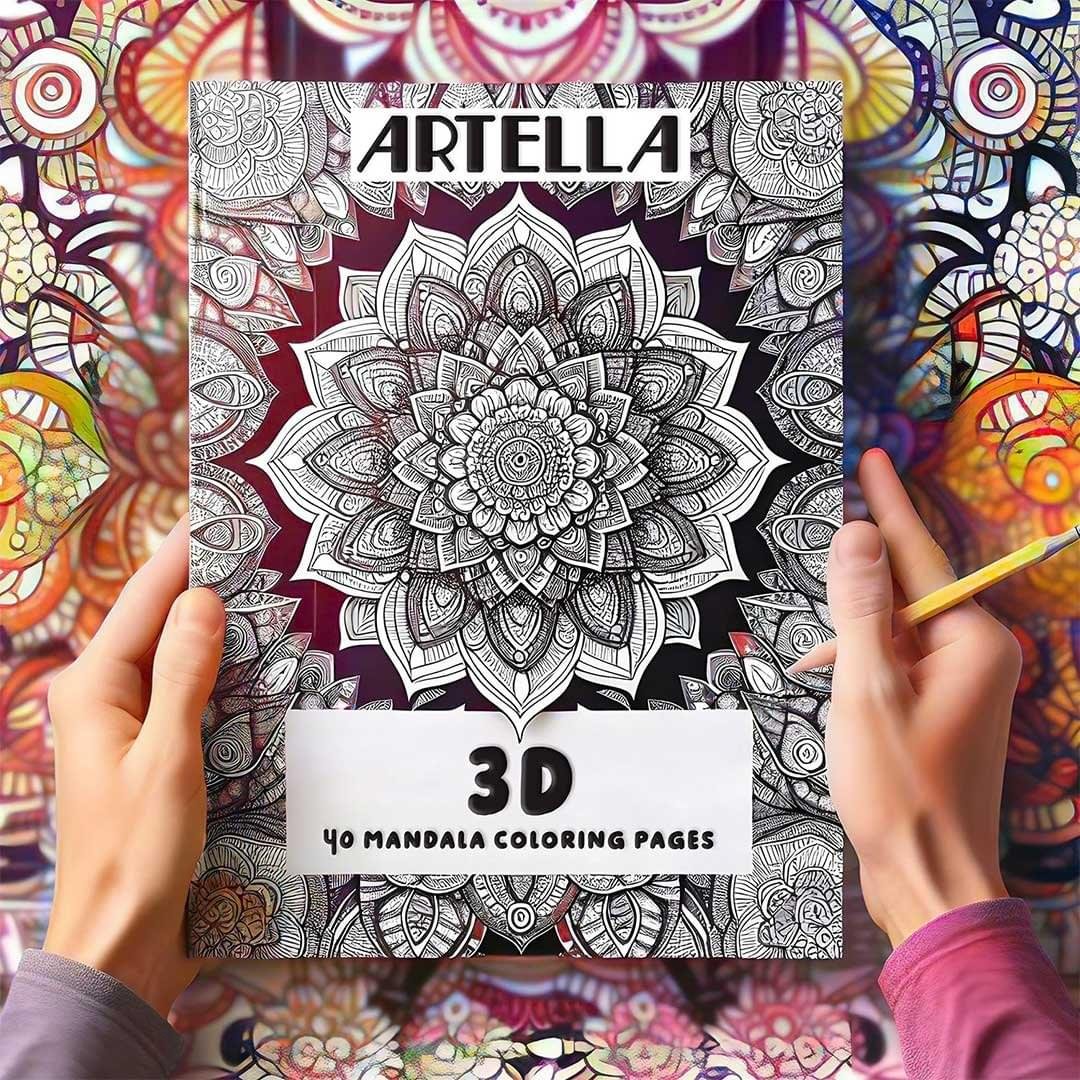3D Mandala Coloring Book - 40 Unique Designs for Relaxation 3D mandala coloring book with 40 unique designs, perfect for pencils and markers, 8.5 x 8.5 inches.